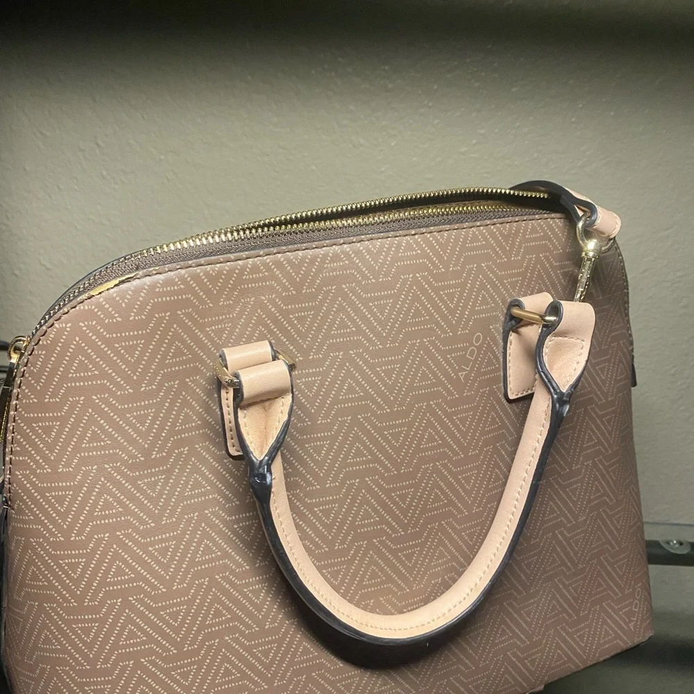 Aldo Taupe Brown Monogram Dome Satchel - Picture 5 of 5
